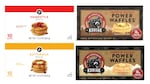 Screenshots of some of the waffle products named in the recall.