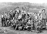 In this Oregon Department of Forestry image, high school students help to replant trees after the Tillamook Burn fires, 1945.