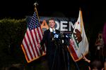 California Gov. Gavin Newsom addresses reporters after beating back the recall attempt that aimed to remove him from office, at the John L. Burton California Democratic Party headquarters in Sacramento, Calif., Tuesday, Sept. 14, 2021.