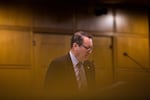 State Rep. Paul Holvey, D-Eugene, introduces legislation on the House floor at the Capitol in Salem, Ore., Tuesday, April 2, 2019.