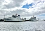 In this photo taken Sept. 27, 2024, two of NOAA's research ships are docked at the Newport facility. The Pacific fleet have five altogether, harbored in Oregon, Alaska, and California.