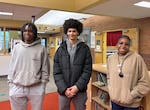 (Left to right) Josh, Rayshawn, and Azaysha at Earl Boyles Elementary School on May 2, 2024. The students all started school together at Earl Boyles but now attend three different high schools across Portland. They're all on track to graduate.