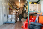 Calvin Bass of the Florida Forest Service organizes firefighting equipment inventory.