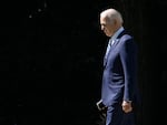 President Biden walks toward Marine One on the South Lawn of the White House on Fri., Oct. 13, 2023.