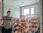 Ihor Yershov says fresh bread is especially important to those living on the front line. "When we would drive into villages with freshly baked bread, people would smell it and cry," says his wife and fellow baker, Yevheniia Yershova.