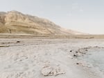 The exposed shoreline of the Dead Sea where the waters have receded in recent years.