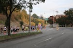 Few people were outside the beseiged Portland ICE building early Sunday morning as marathoners ran past. Oct. 5th 2025