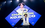 Matthieu "Kojicoco" Fardet celebrates after his win at Evo 2026