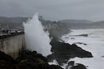 Seawalls like this one in Depoe Bay can amplify the effects of shoreline erosion, November 7, 2009.