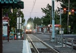 FILE - A TriMet MAX train arrives to the Ruby Junction/197th Avenue station in East Portland, Ore., Sept. 22, 2025. 