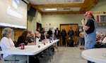 Jimmy Userich addresses La Pine City Council members Wednesday, May 27, 2026. Userich said he is “dead set against the data center.”