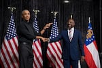 Former President Barack Obama campaigns for Georgia Senator Raphael Warnock in Atlanta on Dec. 1 2022, ahead of Georgia's senate runoff. Warnock faced Republican Football icon Herschel Walker, who was endorsed by Former President Donald Trump. Full story here.