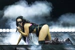 Charli xcx performs during the Glastonbury Festival in Worthy Farm, Somerset, England, Saturday, June 28, 2025.
