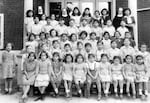 This image, circa 1940s, shows a class of Native American students at the St. Mary's Academy in Albany, Oregon. Several members of the Klamath Tribes attended this boarding school.