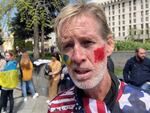 Ryan Wesley Routh, seen here in a screengrab from a rally held in central Kyiv in April of 2022, was identified as the suspect in what federal officials say was an apparent assassination attempt against former President Donald Trump in Florida.