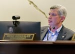 FILE - Commissioner Rene Gonzalez during a City Council meeting in Portland, Ore., May 31, 2023. Gonzalez has proposed an alternative to Mayor Ted Wheeler's plan to restrict public camping that gives authority to the executive branch.