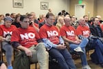 Property managers and landlords showed up to speak out against House Bill 1217, the rent cap proposal, during its first hearing on the first day of this year's legislative session in Olympia, Jan. 13, 2025.