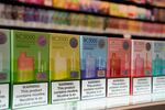 FILE: Varieties of disposable flavored electronic cigarette devices manufactured by EB Design, formerly known as Elf Bar, are displayed at a store in Pinecrest, Fla., June 26, 2023. 