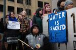 The protesters drew connections between the Standing Rock Sioux's struggle with the Army Corps of Engineers over the Dakota Access Pipeline and local conflict over the management of the Columbia River hydro power dams.