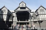OSF's Allen Elizabethan Theater will open its doors to live performances on July 1. Featured in the photo is the 2012 set and ensemble of Henry V.