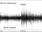 The seismic signal as detected in Romania, 620 kilometers (385 miles) from the dam. Norwegian seismologists say it looks like an explosion.