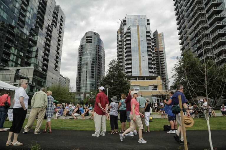 The grand opening of the South Waterfront Greenway's central section was held on Saturday, June 27 2015.
 