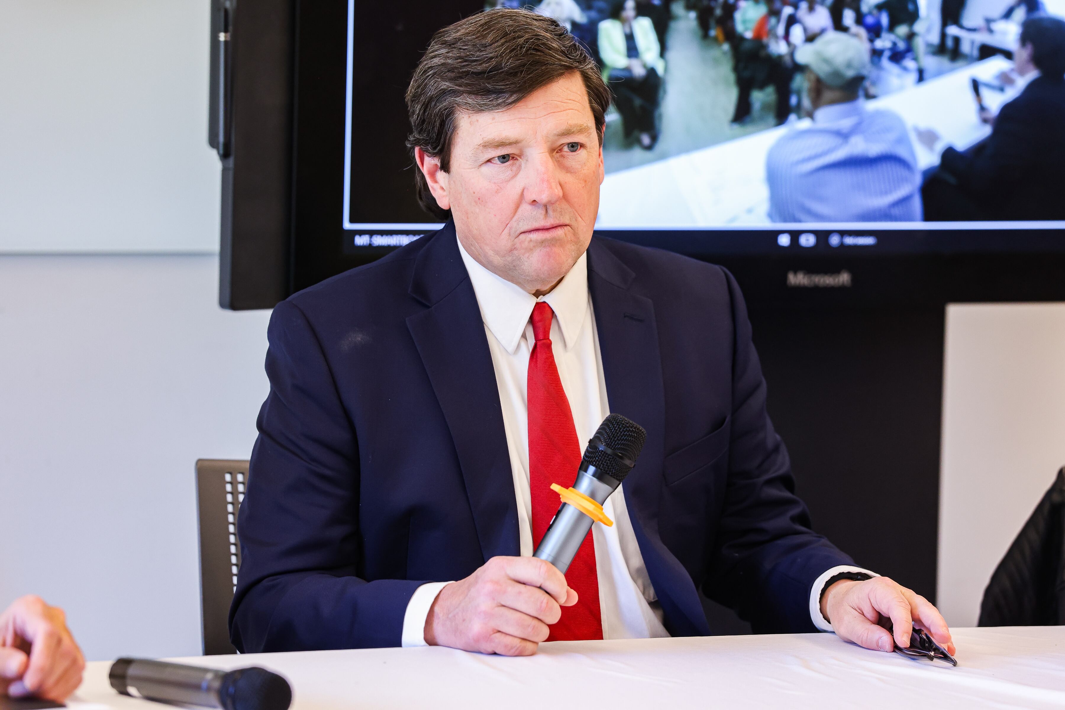 The interim U.S. attorney for the District of Columbia, Ed Martin, attends an Anacostia Coordinating Council monthly meeting in Washington, D.C., on March 25.