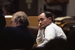 FILE - Randy Kraft listens inside a courtroom in Santa Ana, Calif., Aug. 11, 1989, as a jury recommends he should die in the gas chamber for his two-decade spree of sexual violence and mutilation that left at least 16 young men and boys dead.