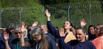 Women pray during a spring celebration and first foods blessing at Coffee Creek Correctional Institute in Wilsonville, Ore., May 4, 2019. The annual event brings Indigenous women at the prison together with tribal elders and volunteers.