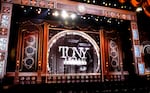 FILE - A view of the stage appears before the start of the 75th annual Tony Awards on Sunday, June 12, 2022, at Radio City Music Hall in New York. (Photo by Charles Sykes/Invision/AP, File)