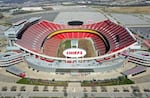Pictured, is a general view of Arrowhead Stadium, in Kansas City, Missouri, which will be hosting some of the World Cup matches this summer.
