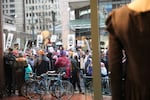 Demonstrators gather at Pioneer Place in downtown Portland during the Women's March Saturday, Jan. 21, 2017.