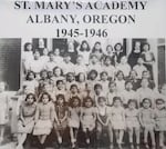 This image, circa 1945, shows boarding school students at the St. Mary's Academy in Albany, Oregon.