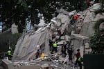 Rescuers search for victims in a collapsed building following an earthquake in Caracas, Venezuela, on June 24, 2026.