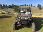 Silvies Valley Ranch owner Scott Campbell on one of three golf courses at the ranch. Campbell says it's the second reversible course in the world and includes many "green" features. 