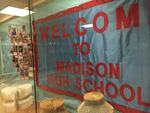 A banner welcomes students at Portland's Madison High School.