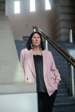 Amber Annis, associate vice president of the Minnesota Historical Society, stands inside the Minnesota History Center in St. Paul, Minnesota. The organization is helping the Lower Sioux Indian Community replace old markers and tell their own story.