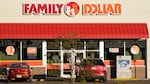 FILE: The Family Dollar logo is centered above one of its variety stores in Canton, Miss., in 2020.