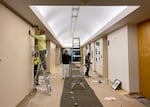 Cleanup at the Branford Price Millar Library at Portland State University is underway, May 6, 2024, after protesters occupied the library for several days last week. 