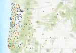 OHAZ has over 200 active seismic stations in the state of Oregon. Many are on the coast, where earthquake risk is higher.