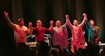 This year's "Masters of Percussion" includes (left to right) Navin Sharma, Tupac Mantilla, Mélissa Hié, Sabir Khan and Zakir Hussain. The ensemble will perform at Portland's Arlene Schnitzer Concert Hall on March 21, 2023.