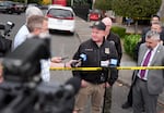 Portland Police Chief fights back tears as he speaks at a press conference following the shooting death of a Portland Police Bureau K-9, Kylo, on Sept. 24, 2026 in Southeast Portland. After six years with the bureau, Thursday was set to be Kylo’s last shift before his retirement.