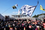 Protesters attend a rally demanding South Korean President Yoon Suk Yeol's impeachment, in front of the National Assembly in Seoul, South Korea, on Saturday.