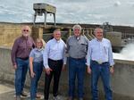 From left, U.S. Reps. Dan Newhouse, R-Washington; Mariannette Miller-Meeks, R-Iowa; Bruce Westerman, R-Arkansas; Cliff Bentz, R-Oregon; and Matt Rosendale, R-Montana. The representatives toured Ice Harbor Dam on the Snake River near Pasco, Washington.