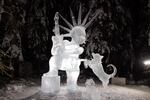 Photo of "The Wild Child" ice sculpture taken in February at the World Ice Art Championships in Fairbanks, Alaska.