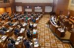 The Oregon State Senate convenes on inauguration day at the Capitol in Salem, Ore., Jan. 9, 2023.