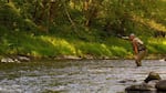 Sam Vanderbeek uses a Tenkara rod while fly-fishing in the Oregon coast range.