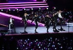 K-pop boy band BTS perform onstage during comeback concert at Gwanghwamun Square on March 21, 2026 in Seoul, South Korea.