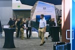 People arrive at an ICE recruitment job fair at the Utah Valley Convention Center in Provo, Utah on Sept. 15.