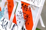 A memorial for June “T-Rex” Knightly, at the corner Northeast Hassalo Street and Northeast 55th Avenue in Portland, April 5, 2023. Knightly died after being shot by Benjamin Smith in February 2022.